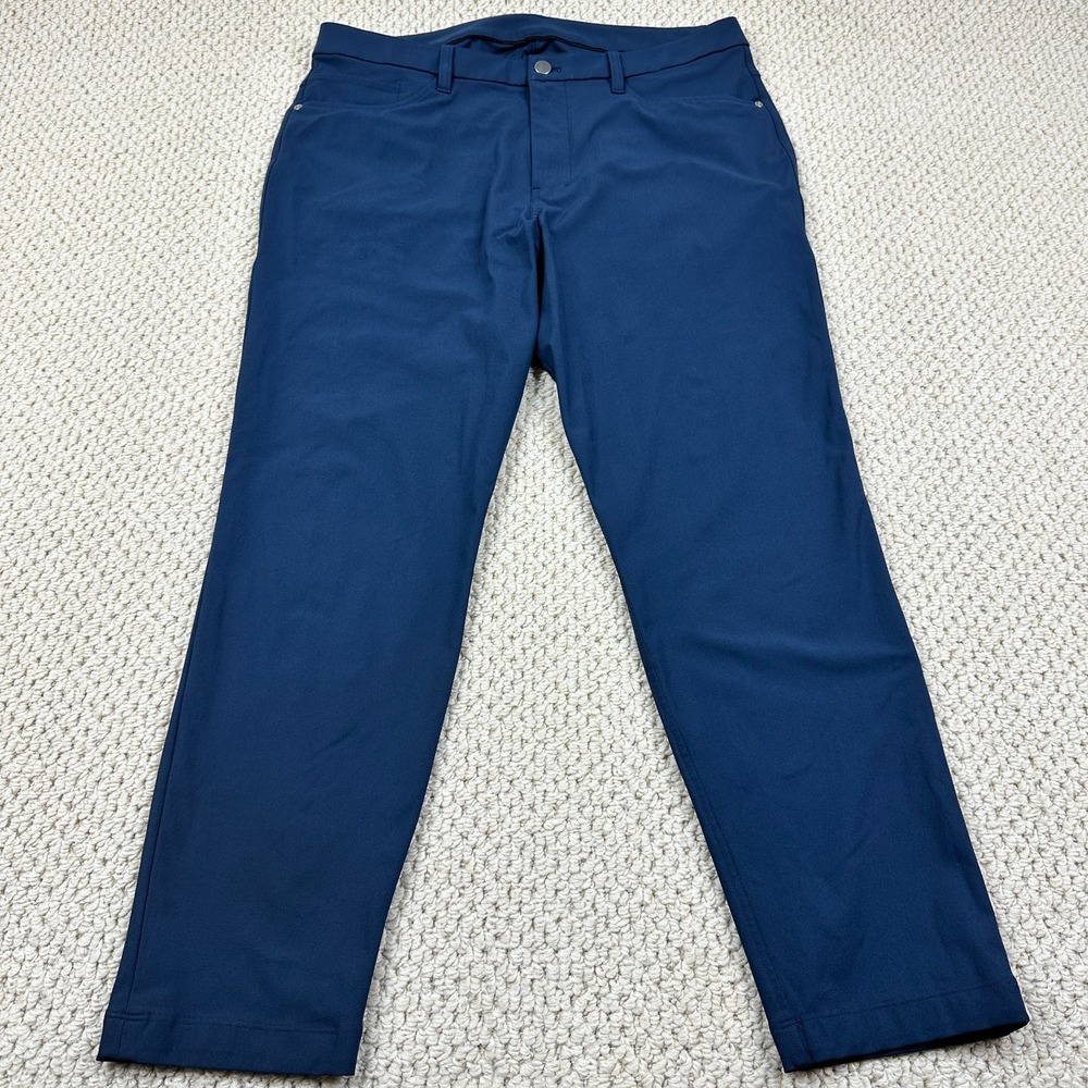 Lululemon Pants Mens 34x28 Navy ABC Slim Fit Warpstreme 5 Pocket Trouser LM5AQRS